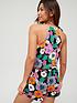  image of v-by-very-racer-neck-tie-waist-beach-playsuit-floral