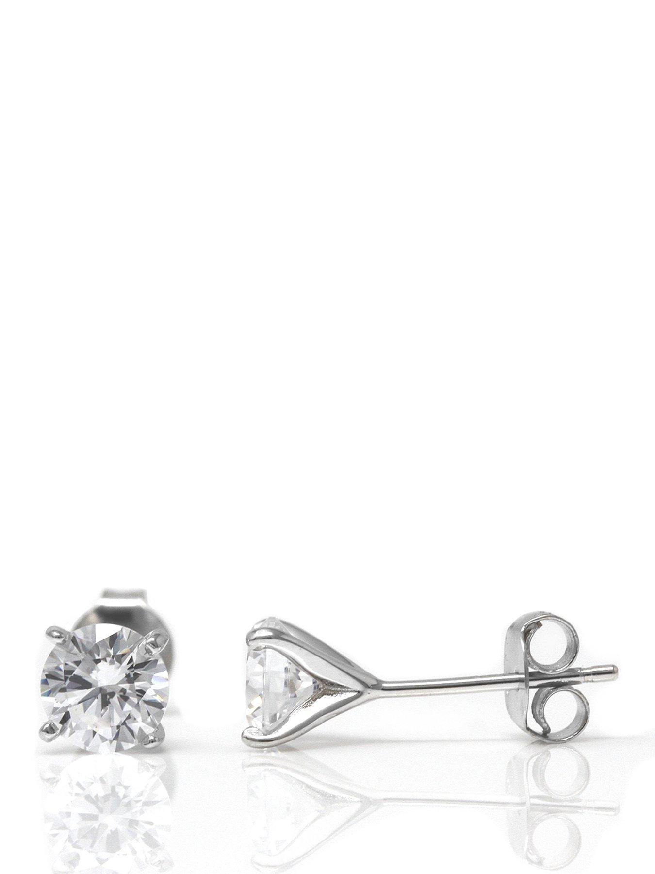 Image 1 of 1 of Say It With Classic Claw Stud Earrings - Sterling Silver And Cubic Zirconia