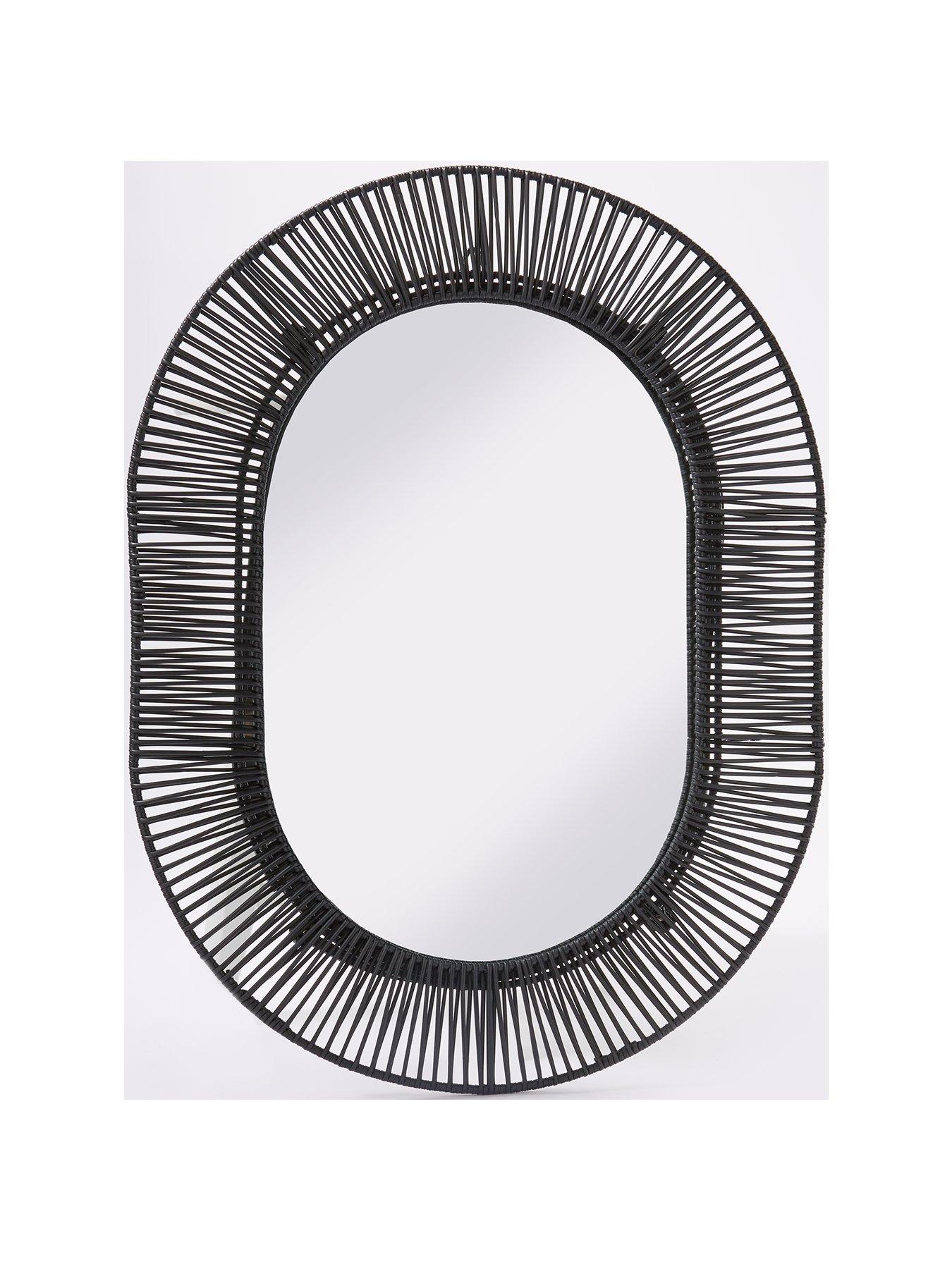 The Very Collection Black Poly Rattan Mirror 60x45cm