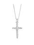  image of say-it-with-diamonds-claw-set-cross-necklace-sterling-silver