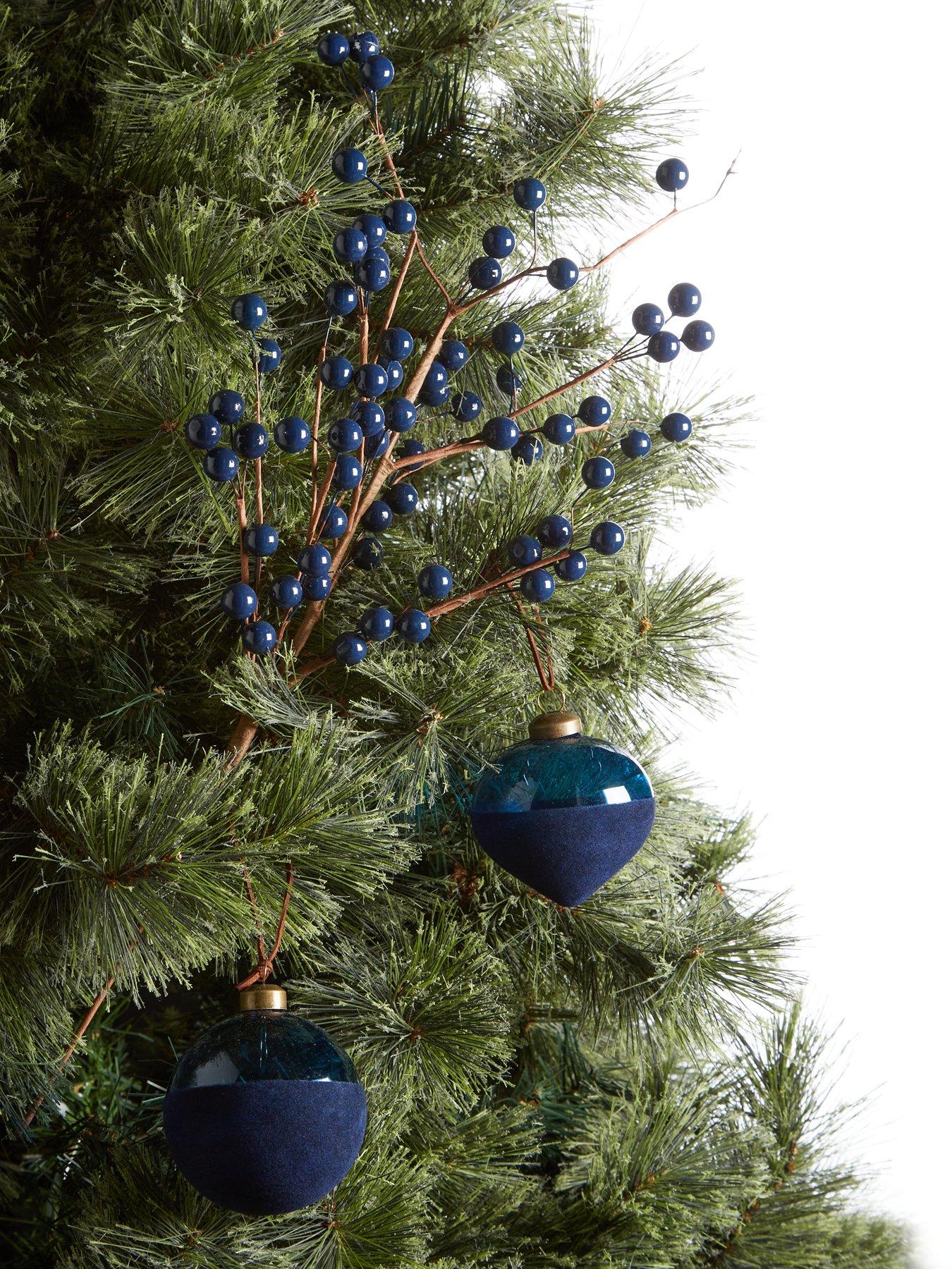 festive-9-piecenbspglass-christmasnbsptree-baubles-and-tree-pick-bundle-set-navy