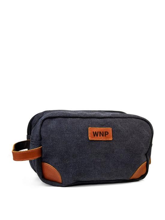 front image of treat-republic-personalised-deluxe-grey-denim-wash-bag