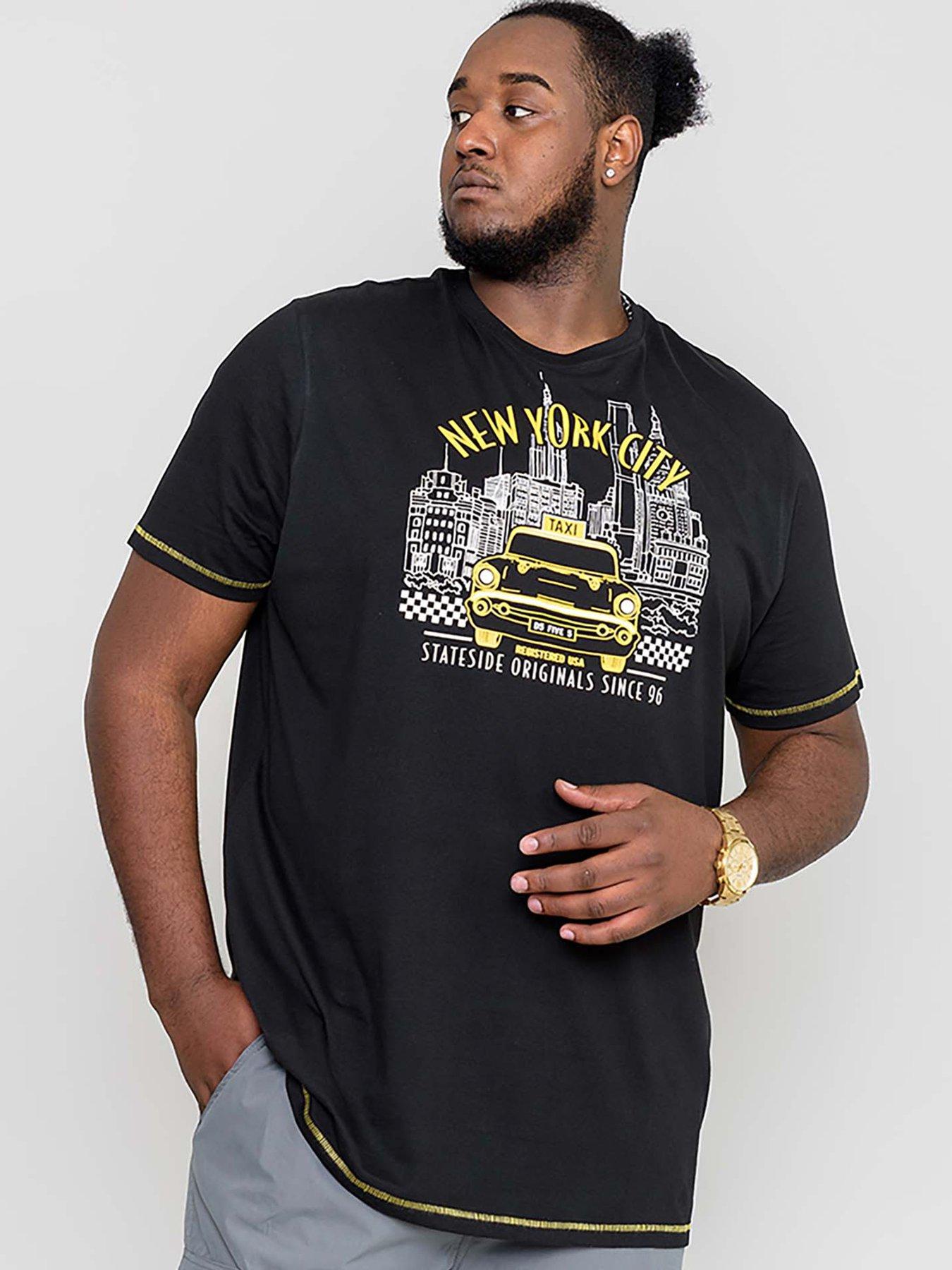  image of d555-wingmore-new-york-taxi-printed-t-shirt-black