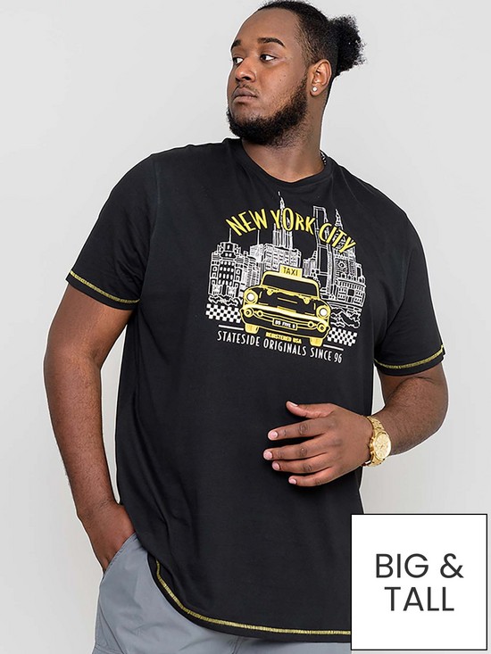 front image of d555-wingmore-new-york-taxi-printed-t-shirt-black
