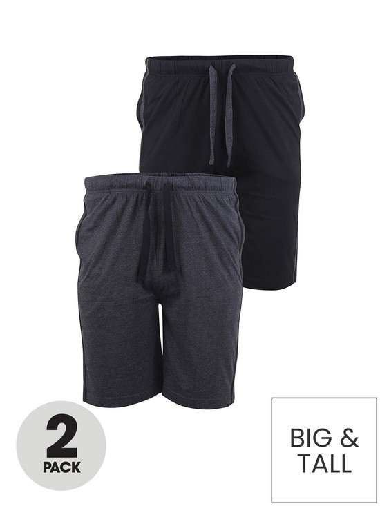 front image of d555-orwell-two-pack-elasticated-waist-jersey-shorts-blackcharcoal