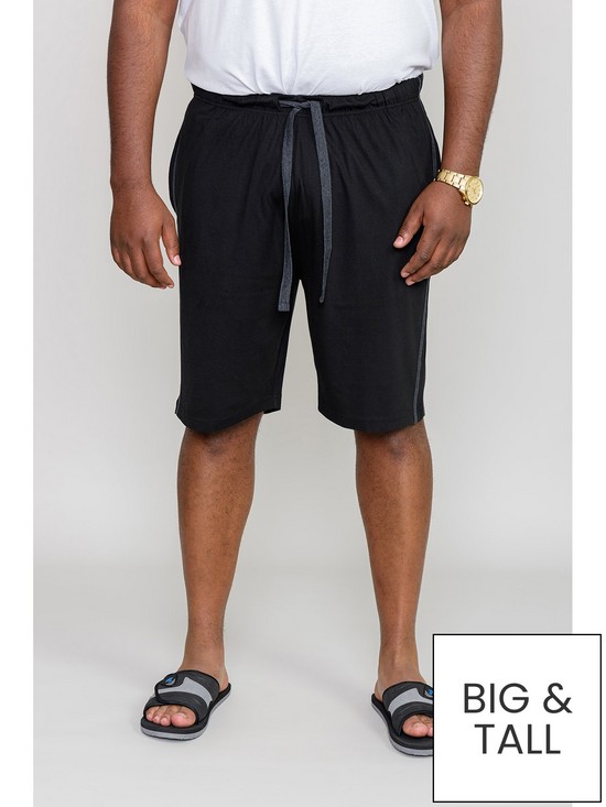 stillFront image of d555-orwell-two-pack-elasticated-waist-jersey-shorts-blackcharcoal