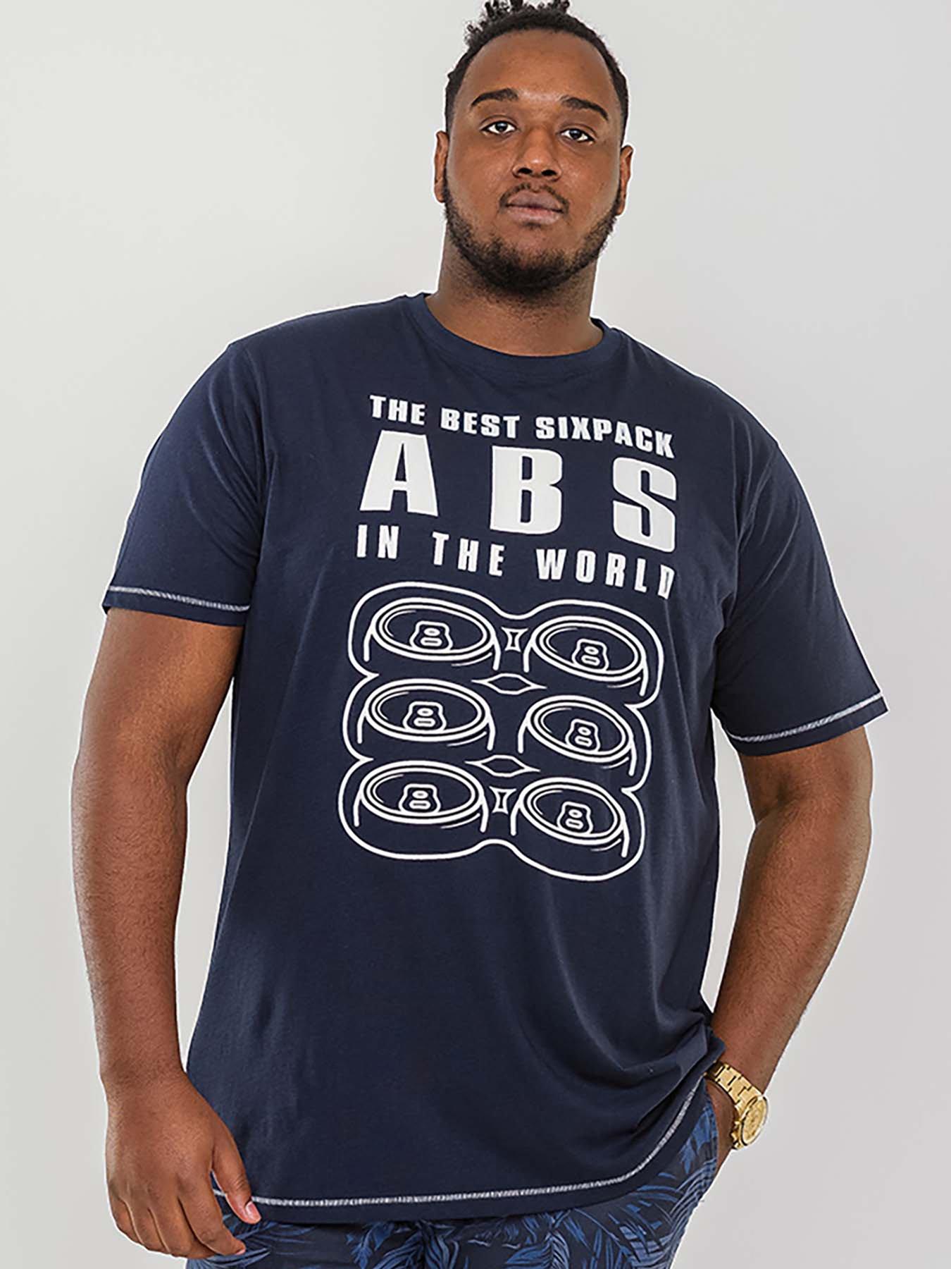 D555 Marco Best Sixpack Abs Crew Neck Printed T-shirt - Navy
