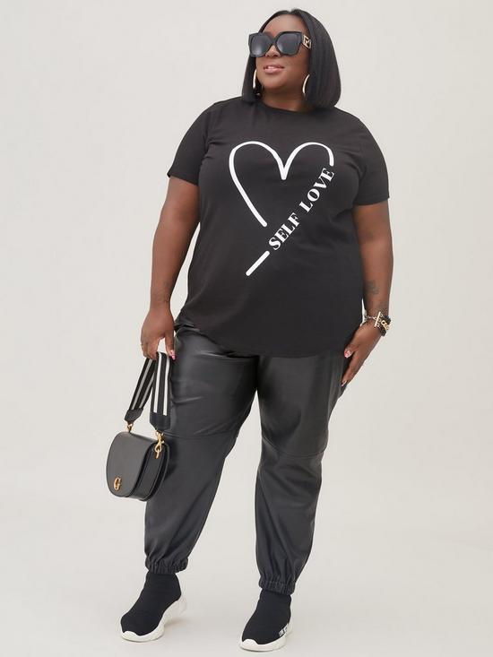 front image of judi-love-slogan-print-t-shirt-black