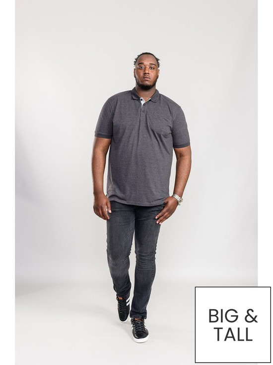 stillFront image of d555-grant-pique-polo-shirt-charcoal-marl