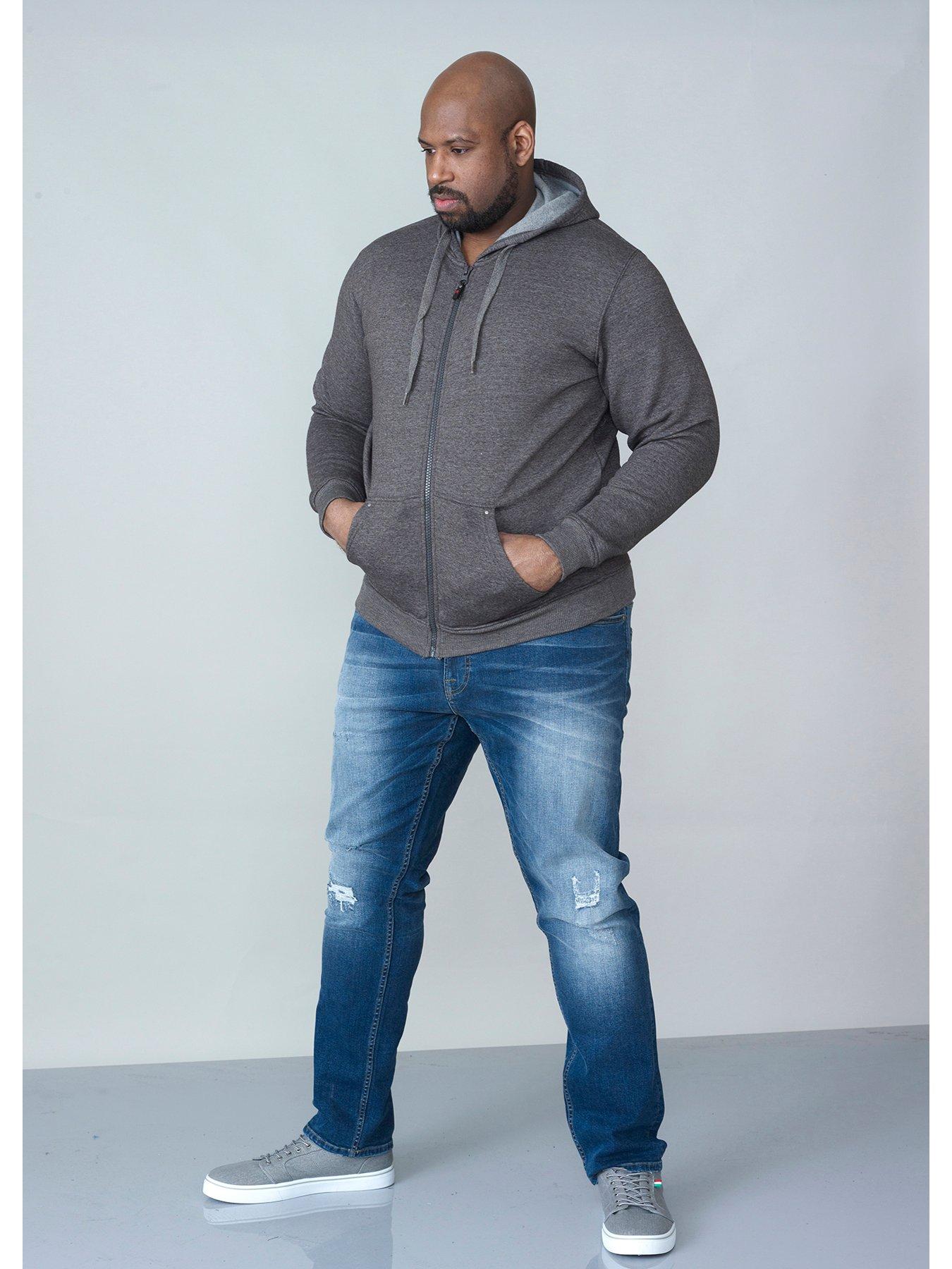  image of d555-cantor-rockford-zip-through-hoodie-grey-melange