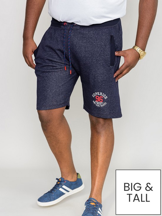 front image of d555-harlow-2-elasticated-waist-shorts-denim-blue-marl