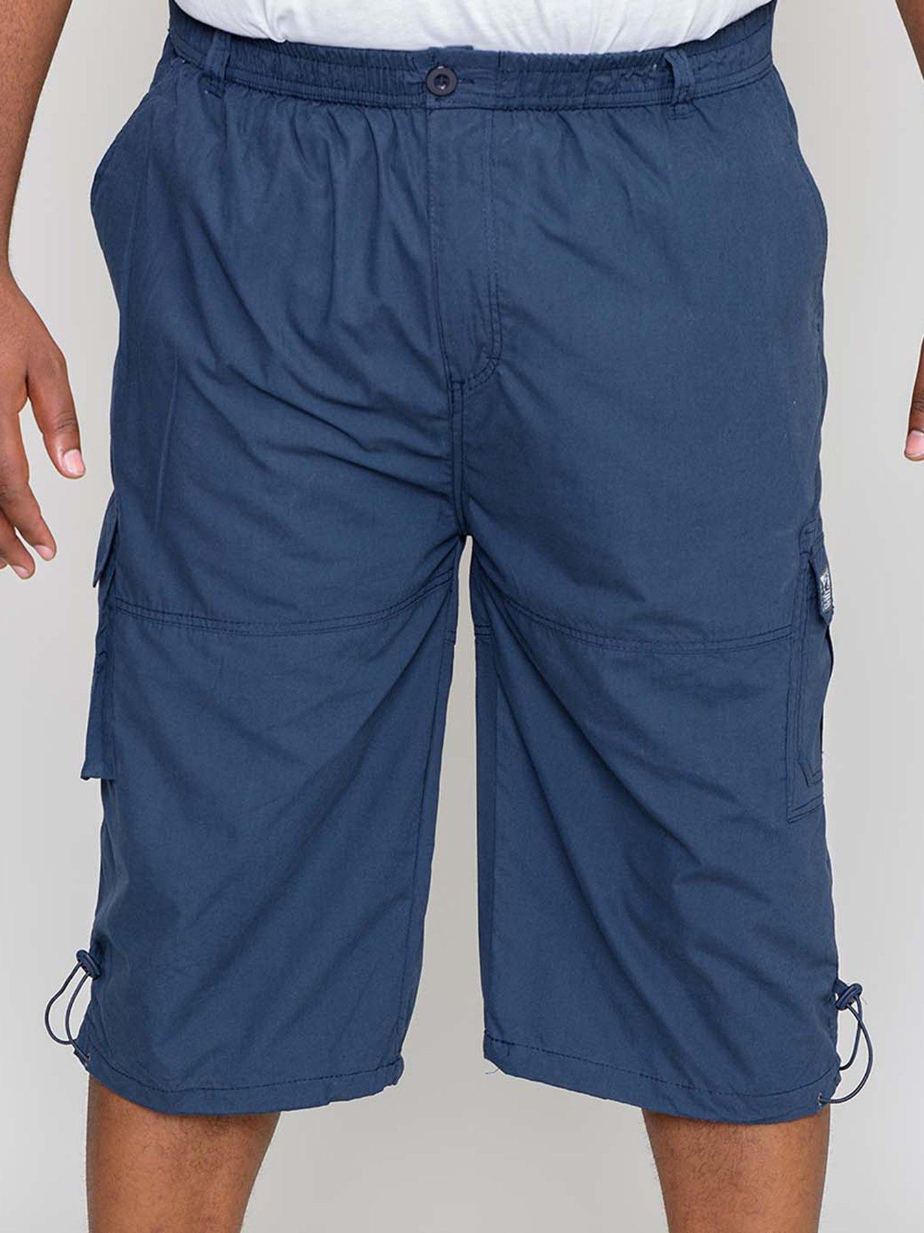  image of d555-mason-mason-elasticated-waist-drawcord-cargo-capri-pant-navy