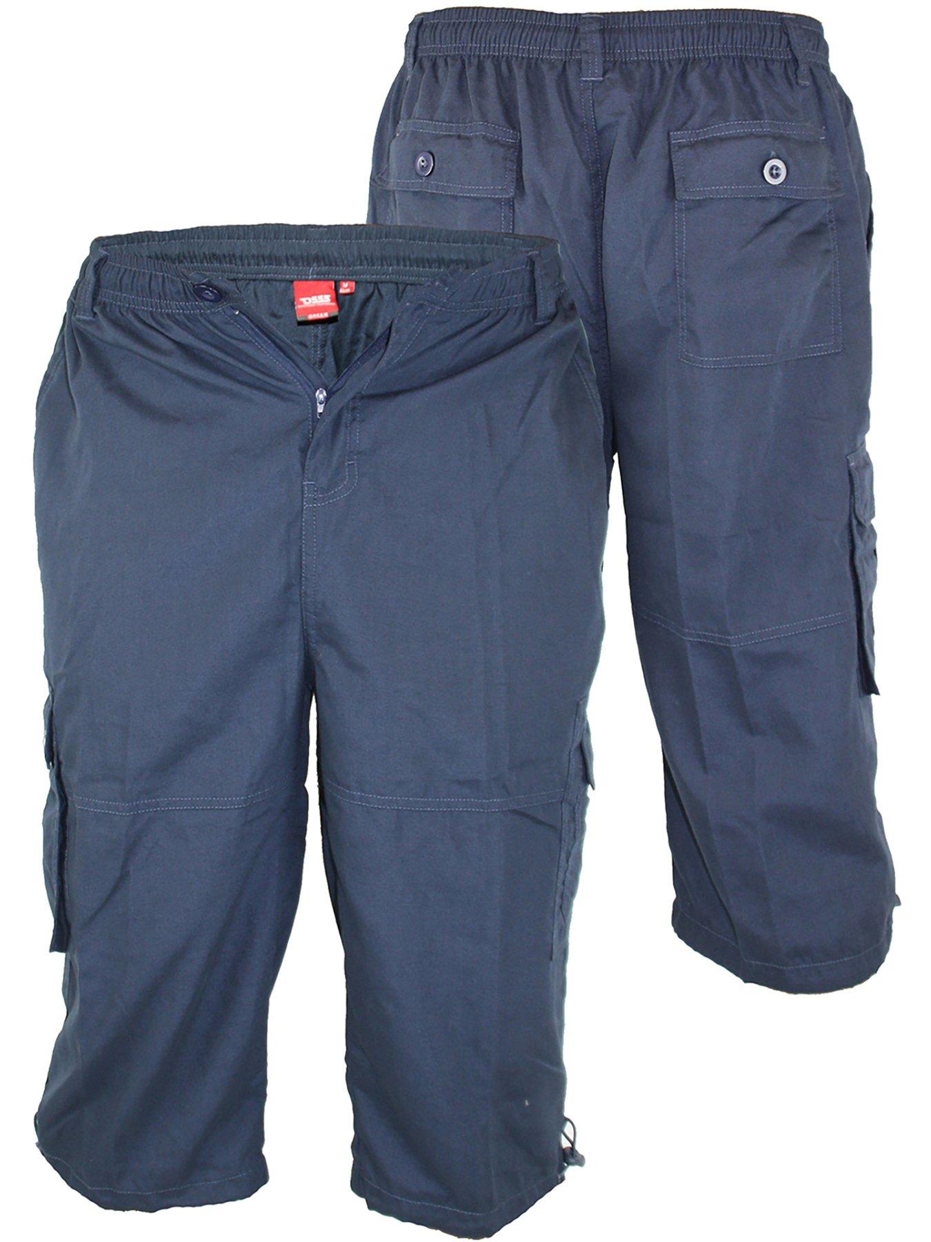  image of d555-mason-mason-elasticated-waist-drawcord-cargo-capri-pant-navy