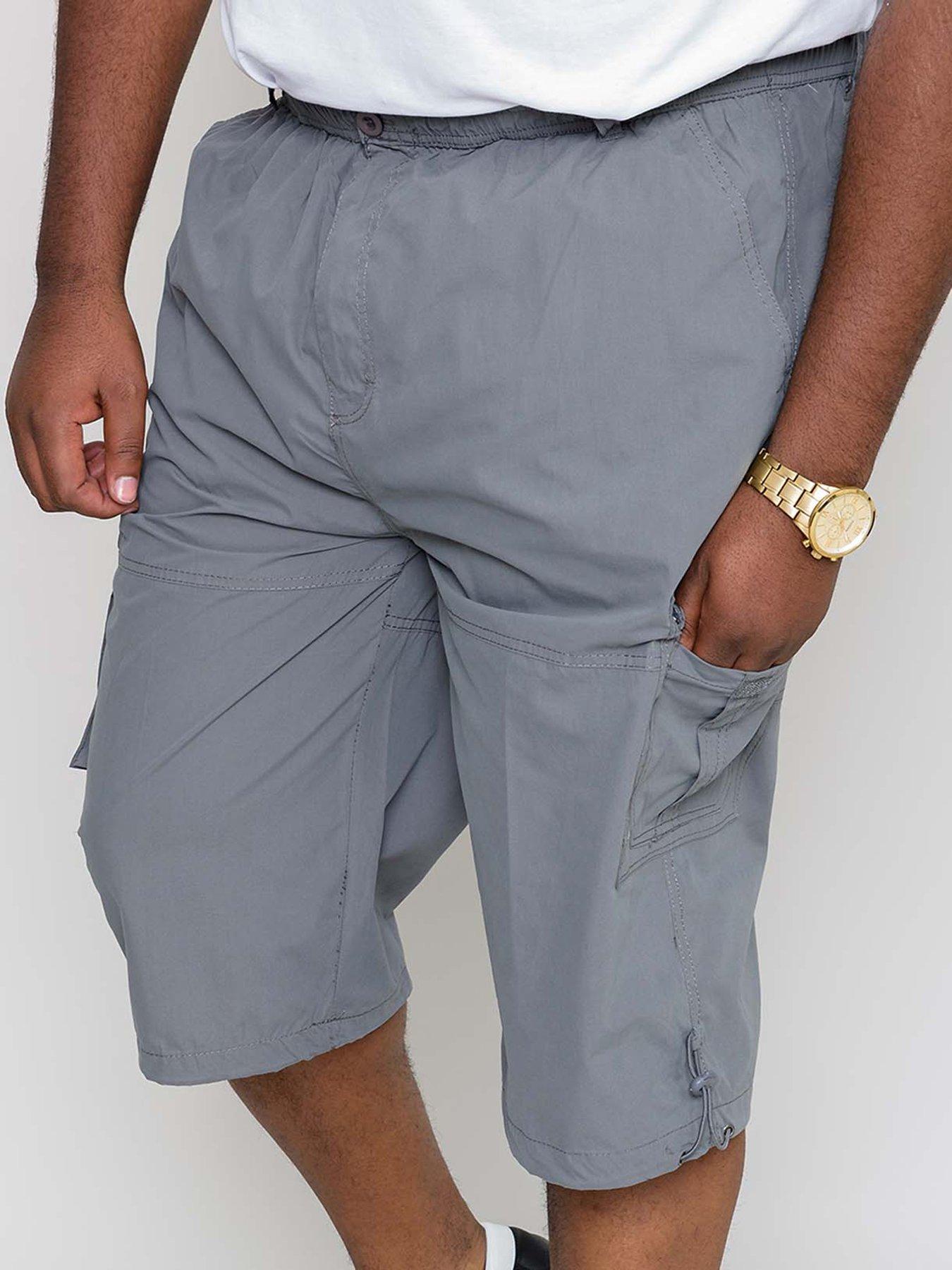  image of d555-mason-mason-elasticated-waist-drawcord-cargo-capri-pant-grey