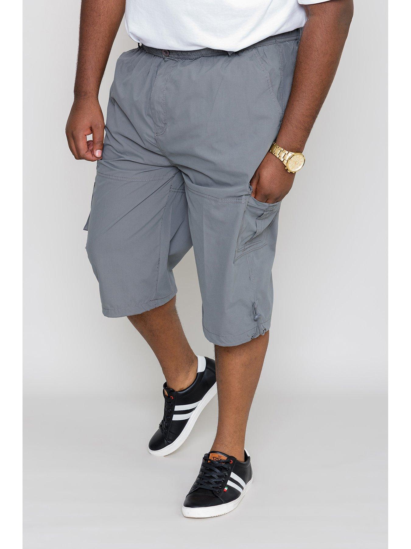 image of d555-mason-mason-elasticated-waist-drawcord-cargo-capri-pant-grey