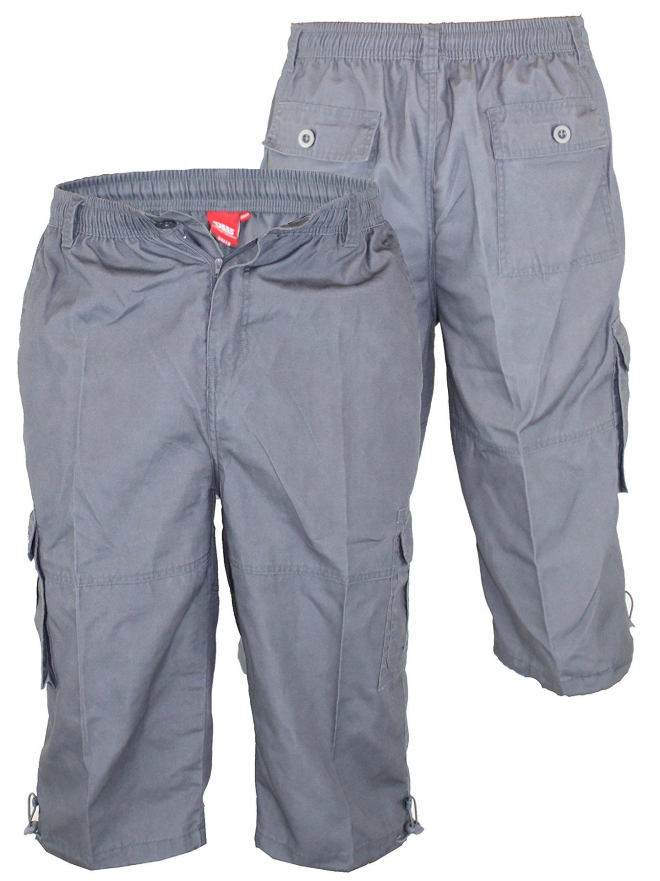  image of d555-mason-mason-elasticated-waist-drawcord-cargo-capri-pant-grey