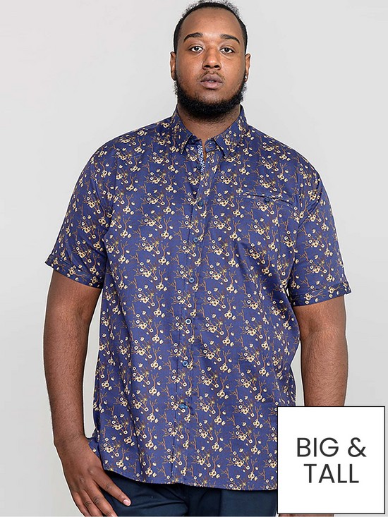 front image of d555-kingston-short-sleeve-floral-printed-shirt