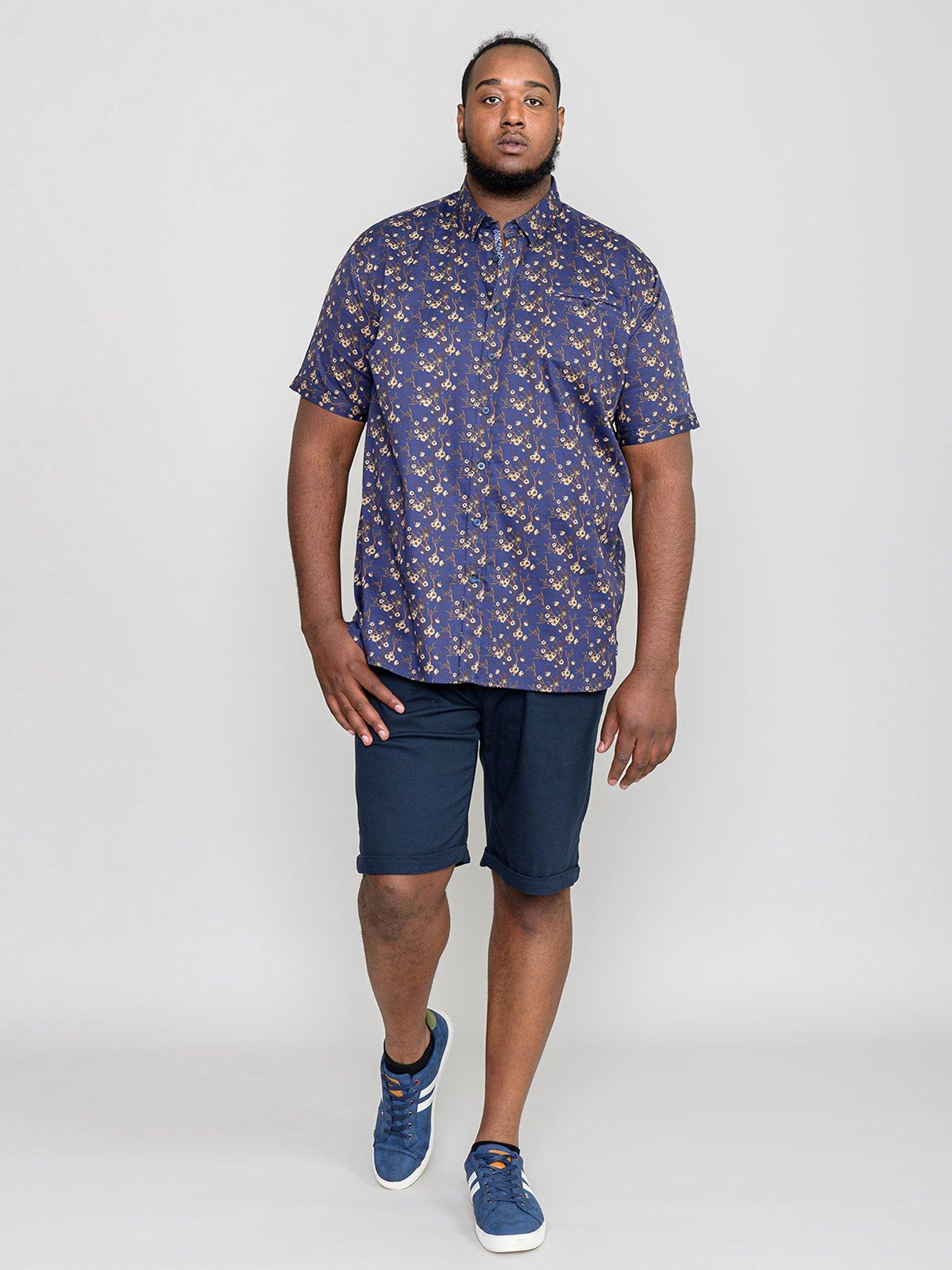 Image 2 of 6 of D555 Kingston Short Sleeve Floral Printed Shirt - Navy