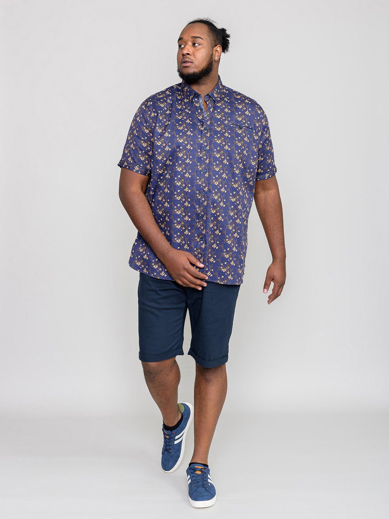 Image 3 of 6 of D555 Kingston Short Sleeve Floral Printed Shirt - Navy