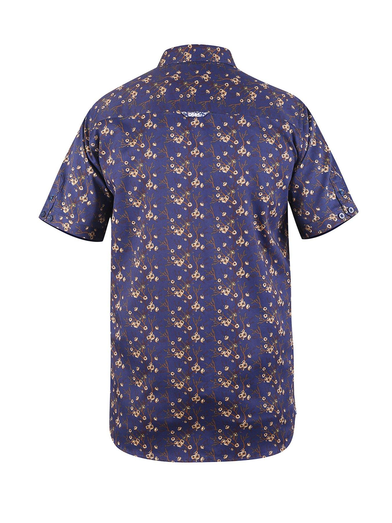 Image 5 of 6 of D555 Kingston Short Sleeve Floral Printed Shirt - Navy
