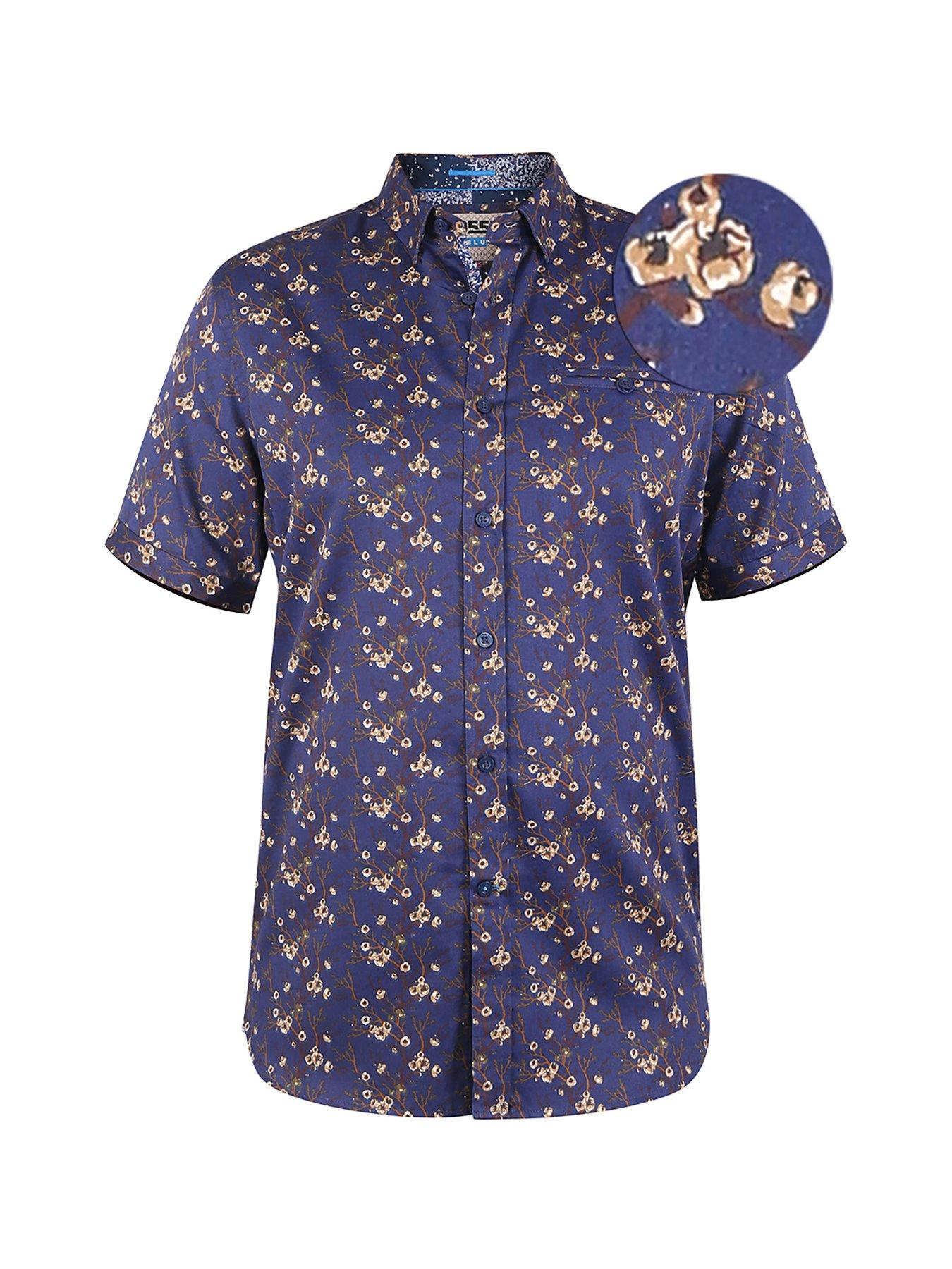 Image 6 of 6 of D555 Kingston Short Sleeve Floral Printed Shirt - Navy