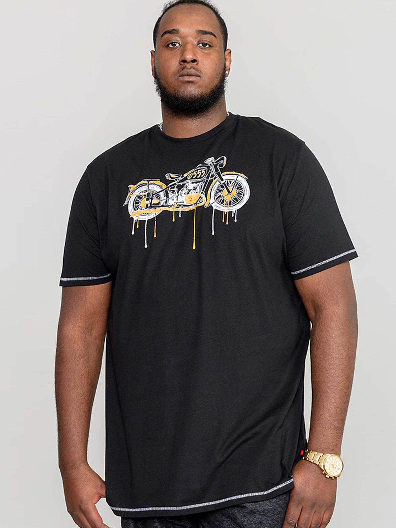 Image 1 of 5 of D555 Rochester Motor Bike With Drip Effect Printed T-Shirt - Black