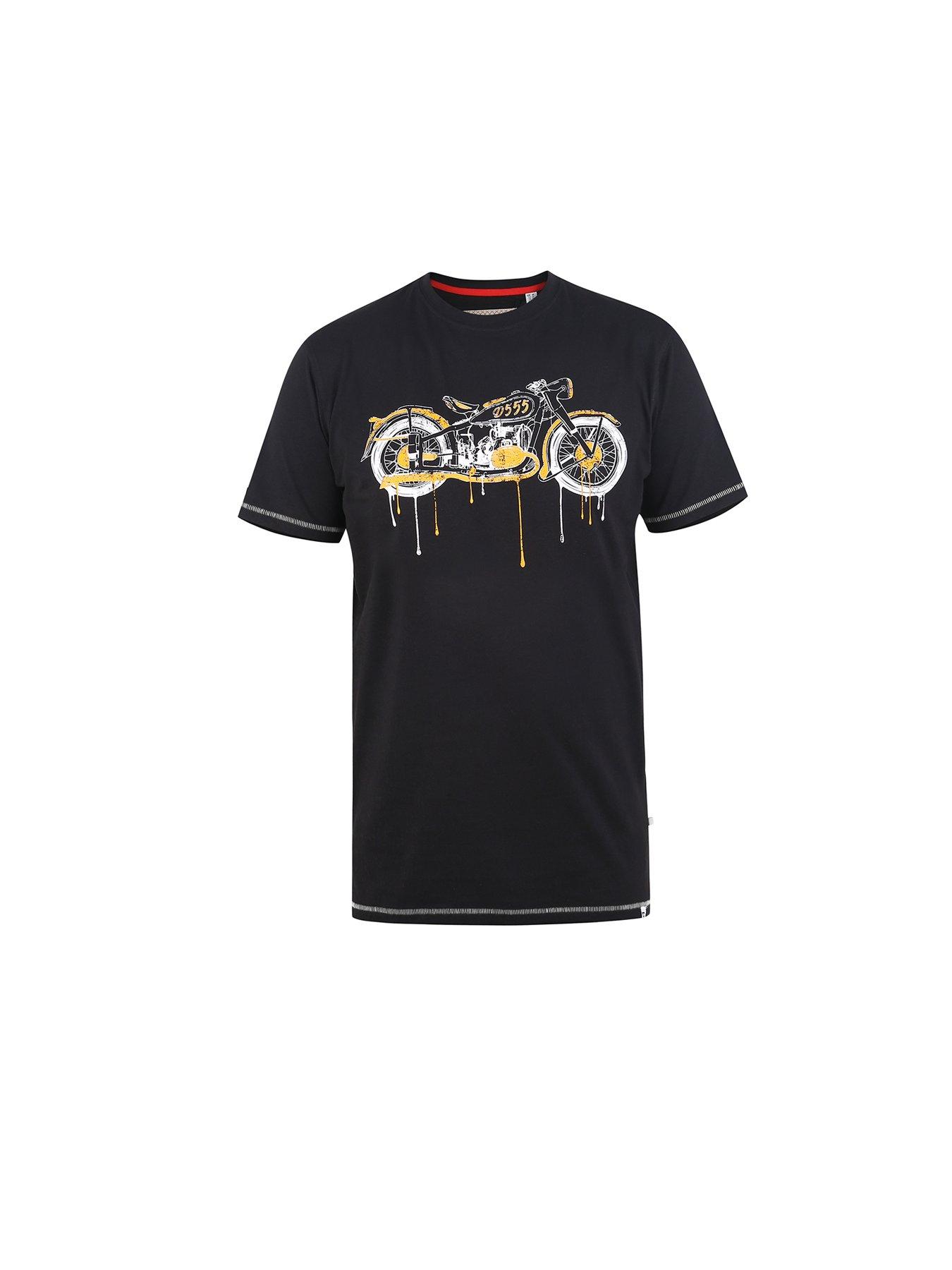 Image 4 of 5 of D555 Rochester Motor Bike With Drip Effect Printed T-Shirt - Black