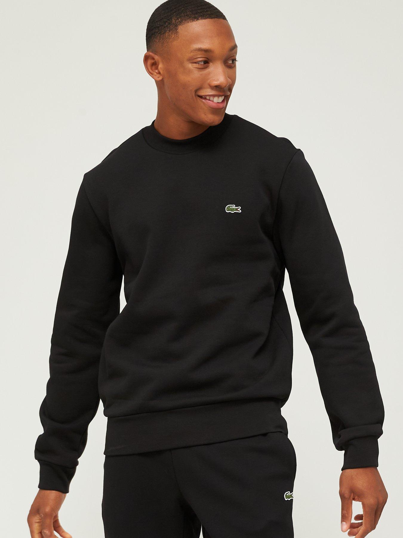 Lacoste Fleece Jersey Crew Sweat Top - Black | Littlewoods