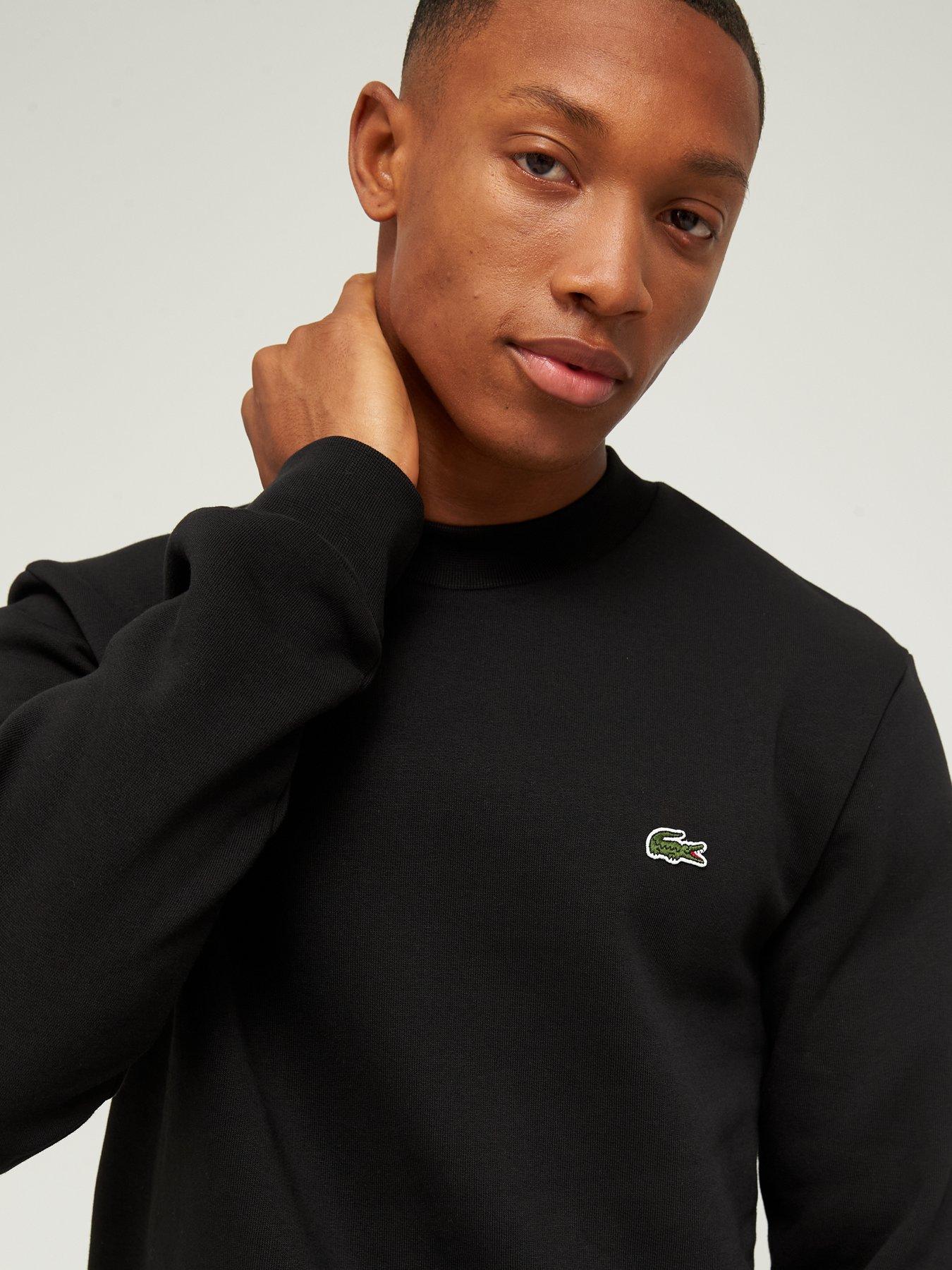 Lacoste Fleece Jersey Crew Sweat Top - Black | Littlewoods