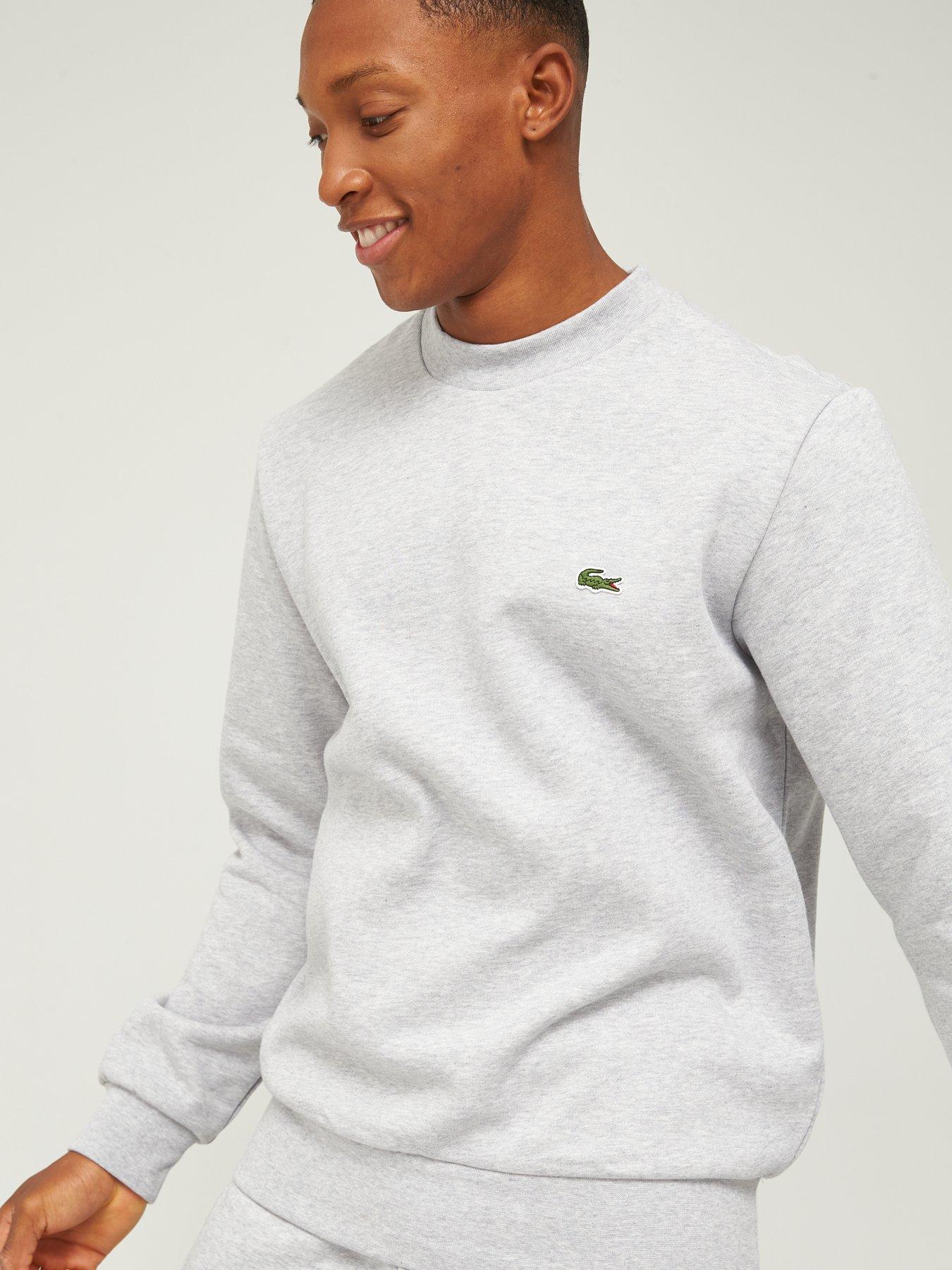 Lacoste Fleece Jersey Crew Sweat Top - Light Grey | Littlewoods