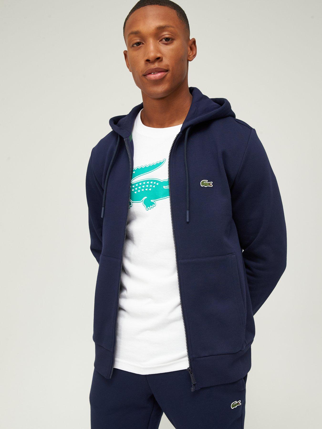 Lacoste Fleece Jersey Zip Through Hoodie Dark Blue littlewoods