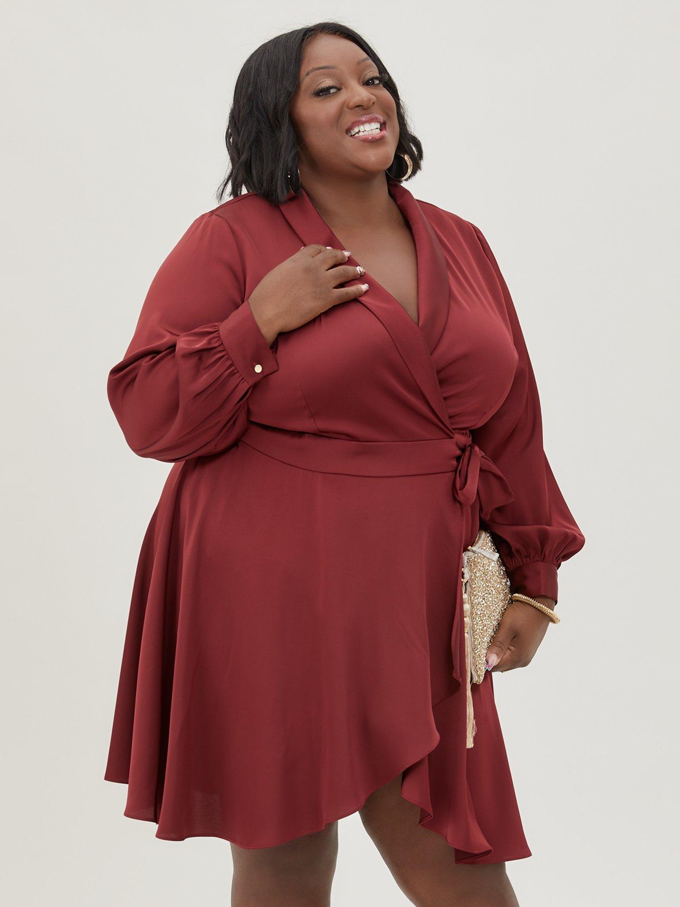 Plus size wrap mini dress hotsell