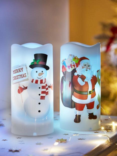 festive-15-cm-set-ofnbsp2-santasnowman-christmasnbspprojector-candles