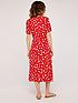  image of apricot-falling-leaves-wrap-midi-dress-red