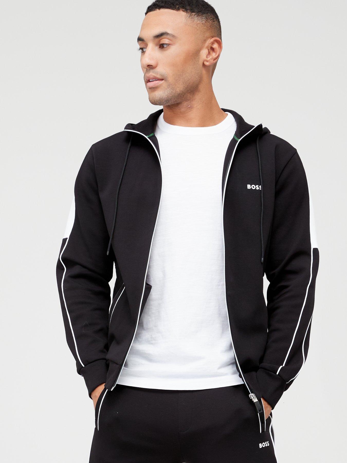  image of boss-zip-through-hoodie-tracksuit-black