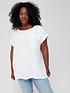  image of v-by-very-curve-woven-roll-sleeve-pocket-t-shirt-white