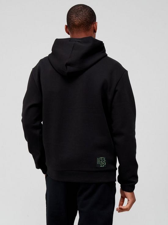 stillFront image of boss-hooded-logo-overhead-hoodie-black