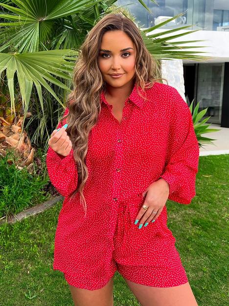 in-the-style-xnbspjac-jossanbspspot-print-lightweight-crinkle-oversized-shirt-red