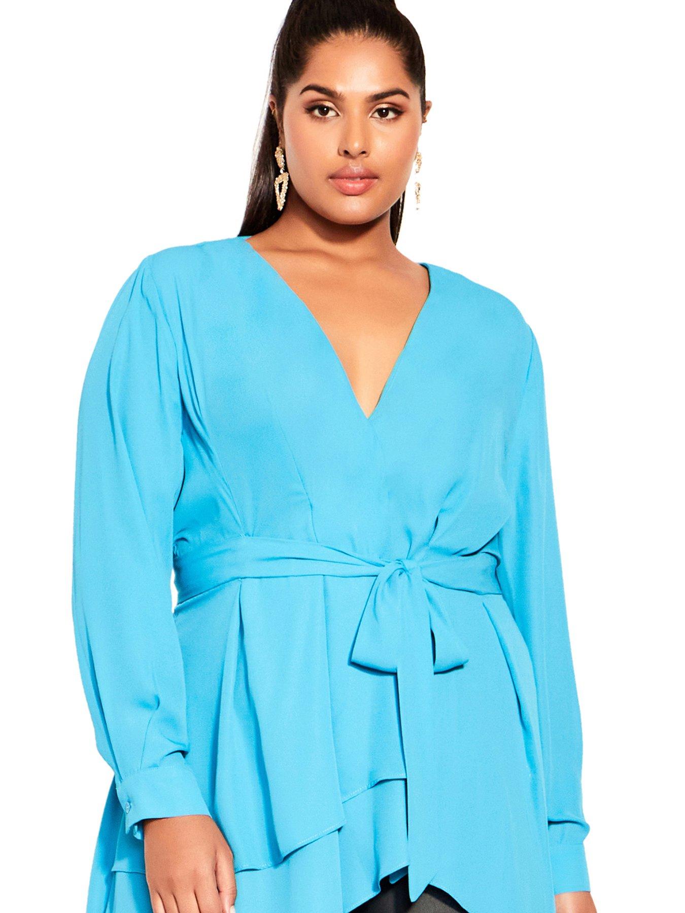 front image of city-chic-shibara-top-blue