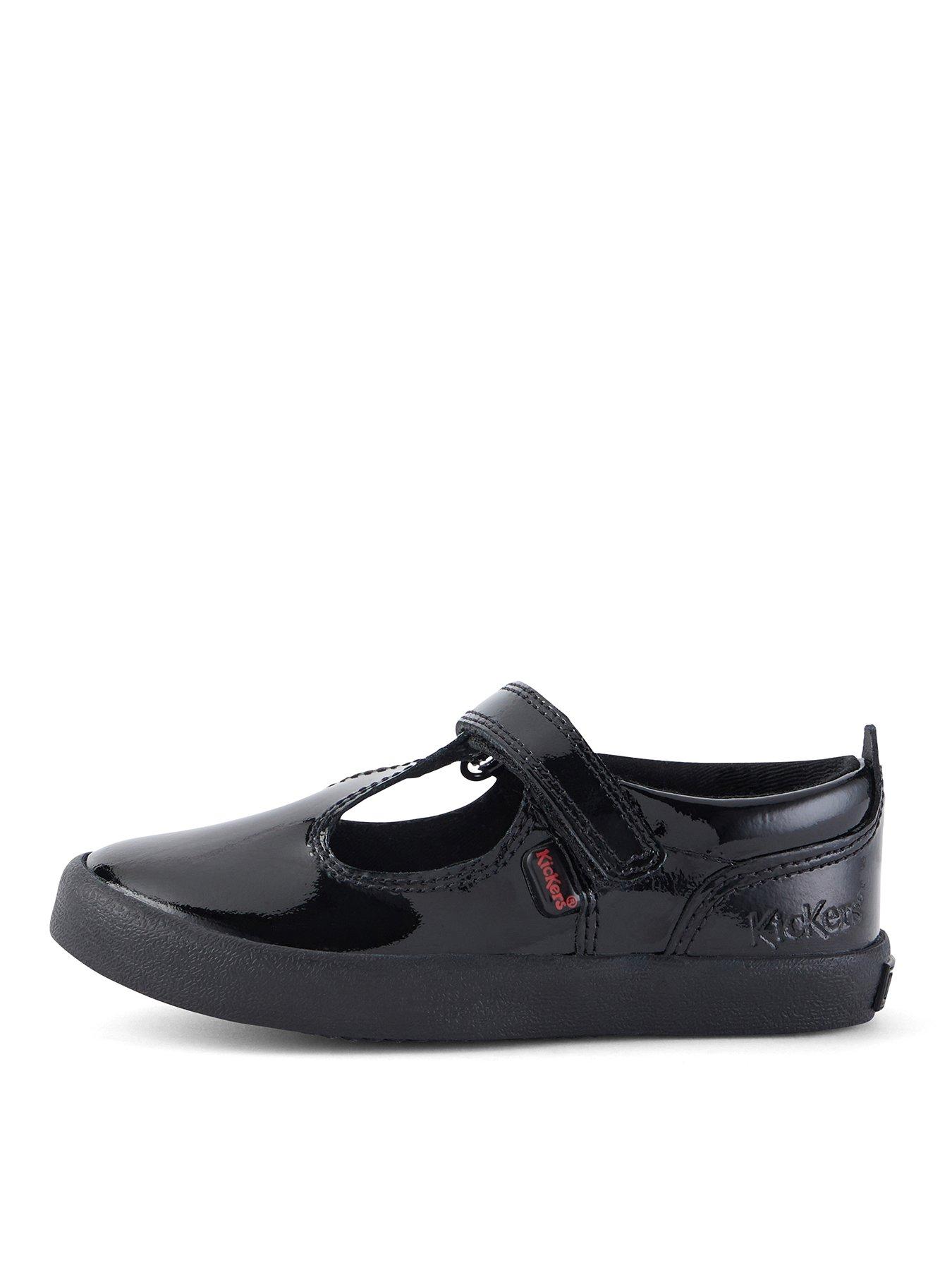Kickers Kariko T-Strap Patent Infant School Shoe Black Littlewoods