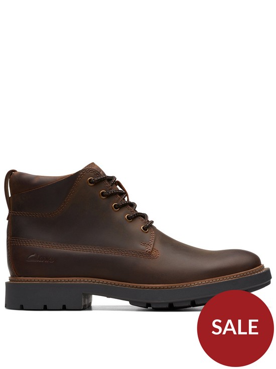 front image of clarks-craftdale2-mid-boots-brown-leather