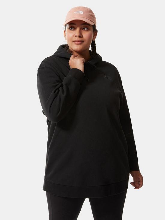 front image of the-north-face-oversized-essential-hoodie-plus-black