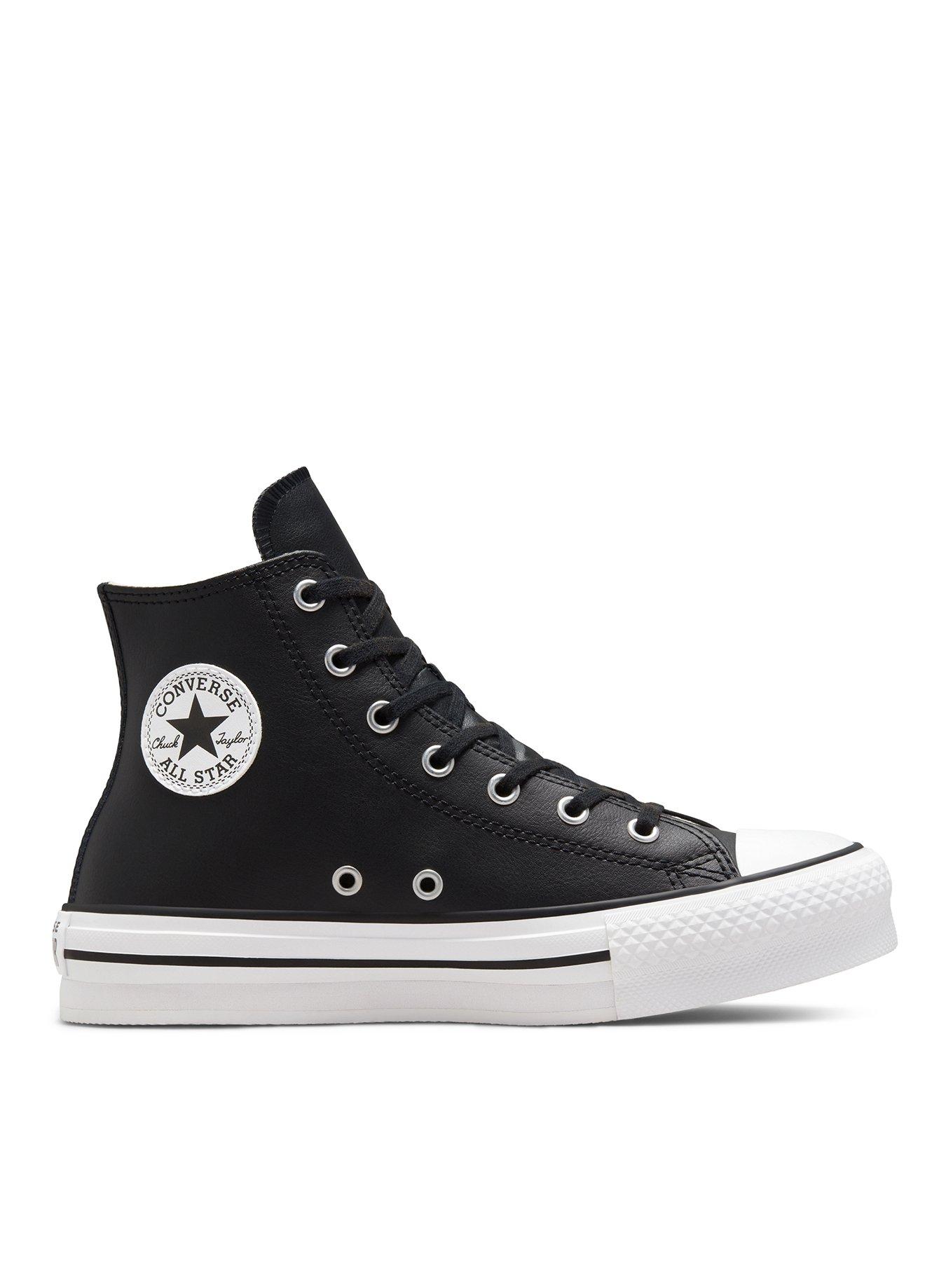Converse Junior Girls Leather EVA Lift Hi Top Trainers Black