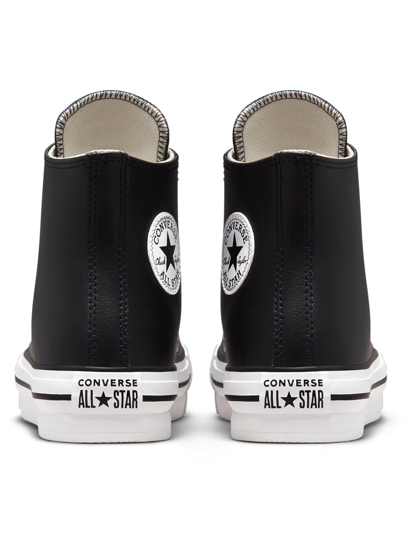 Girls black leather clearance converse