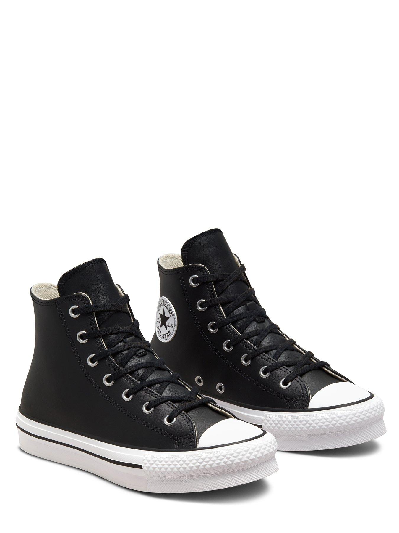 Junior Girls Leather EVA Lift Hi Top Trainers Black