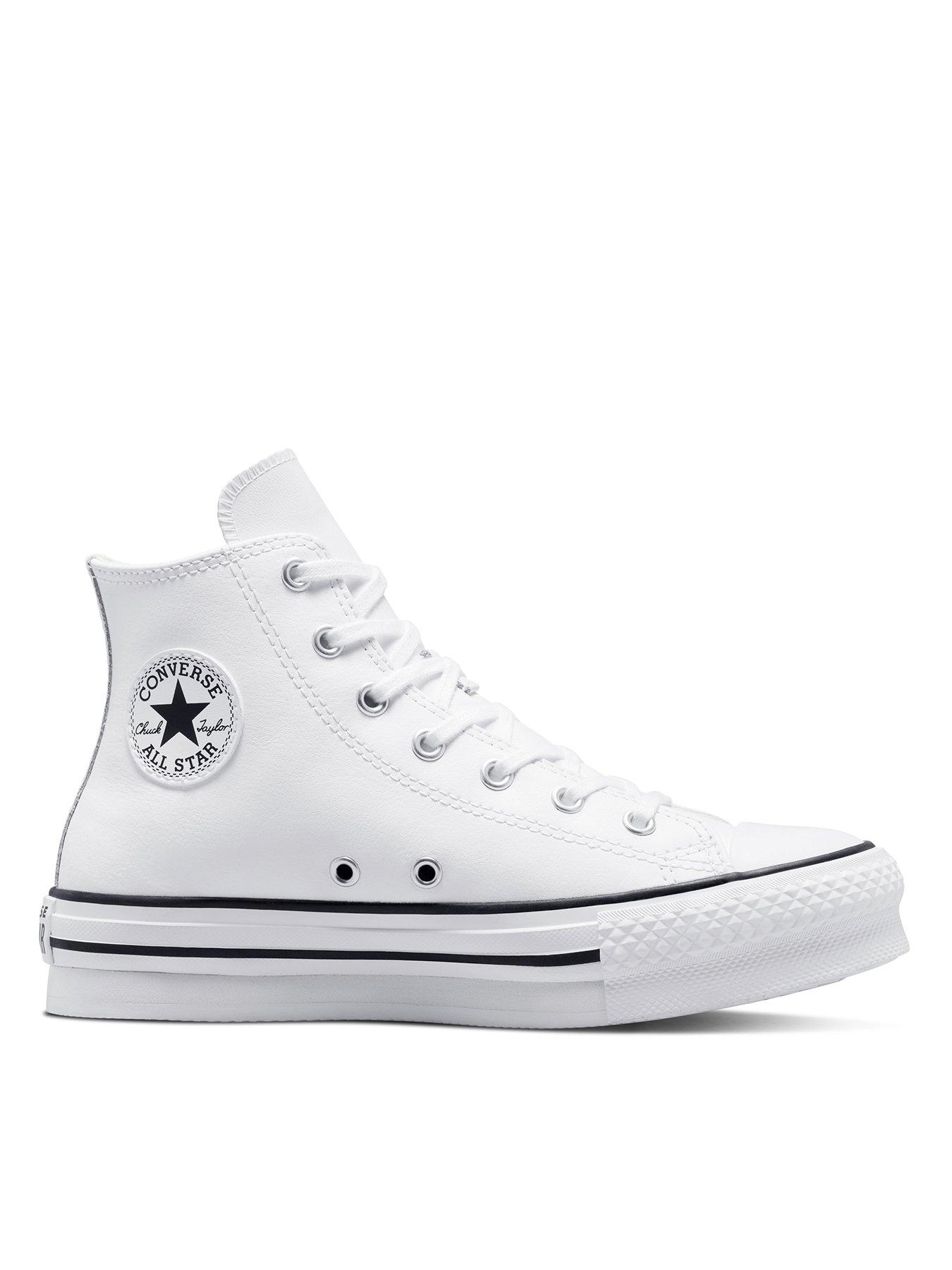 undefined Junior Girls Leather EVA Lift Hi Top Trainers - White
