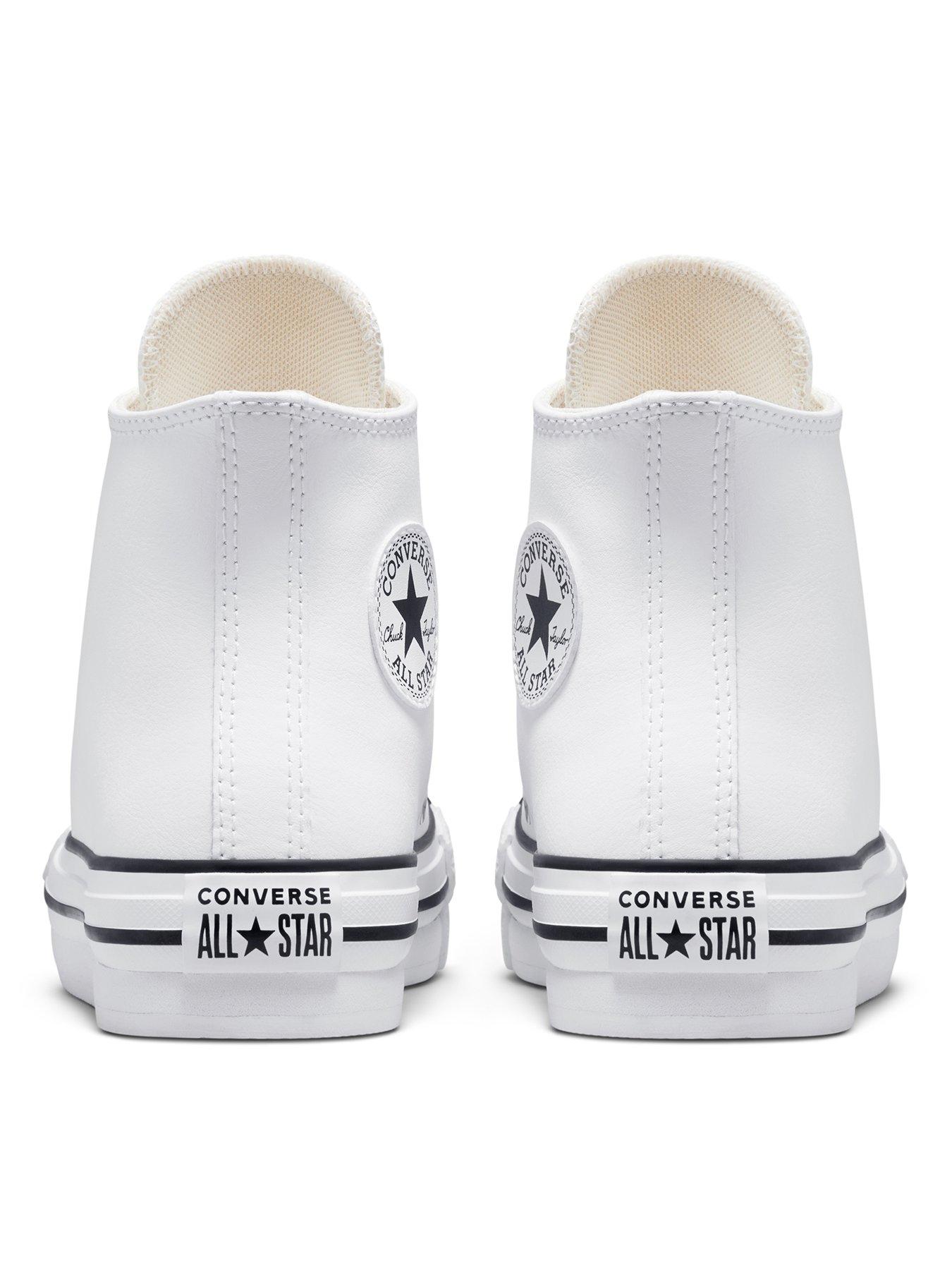 Image 2 of 7 of Converse Junior Girls Leather EVA Lift Hi Top Trainers - White