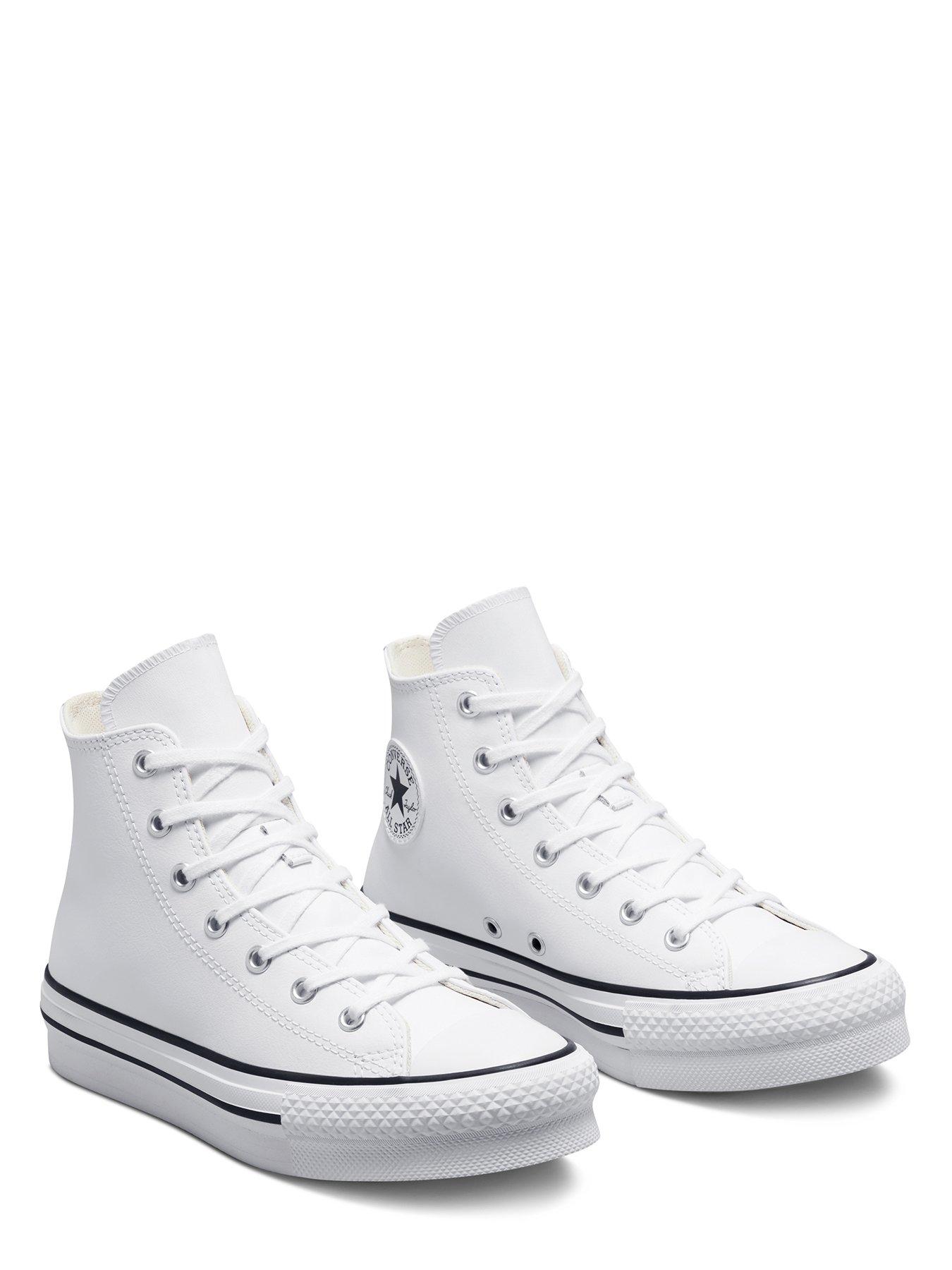Image 3 of 7 of Converse Junior Girls Leather EVA Lift Hi Top Trainers - White