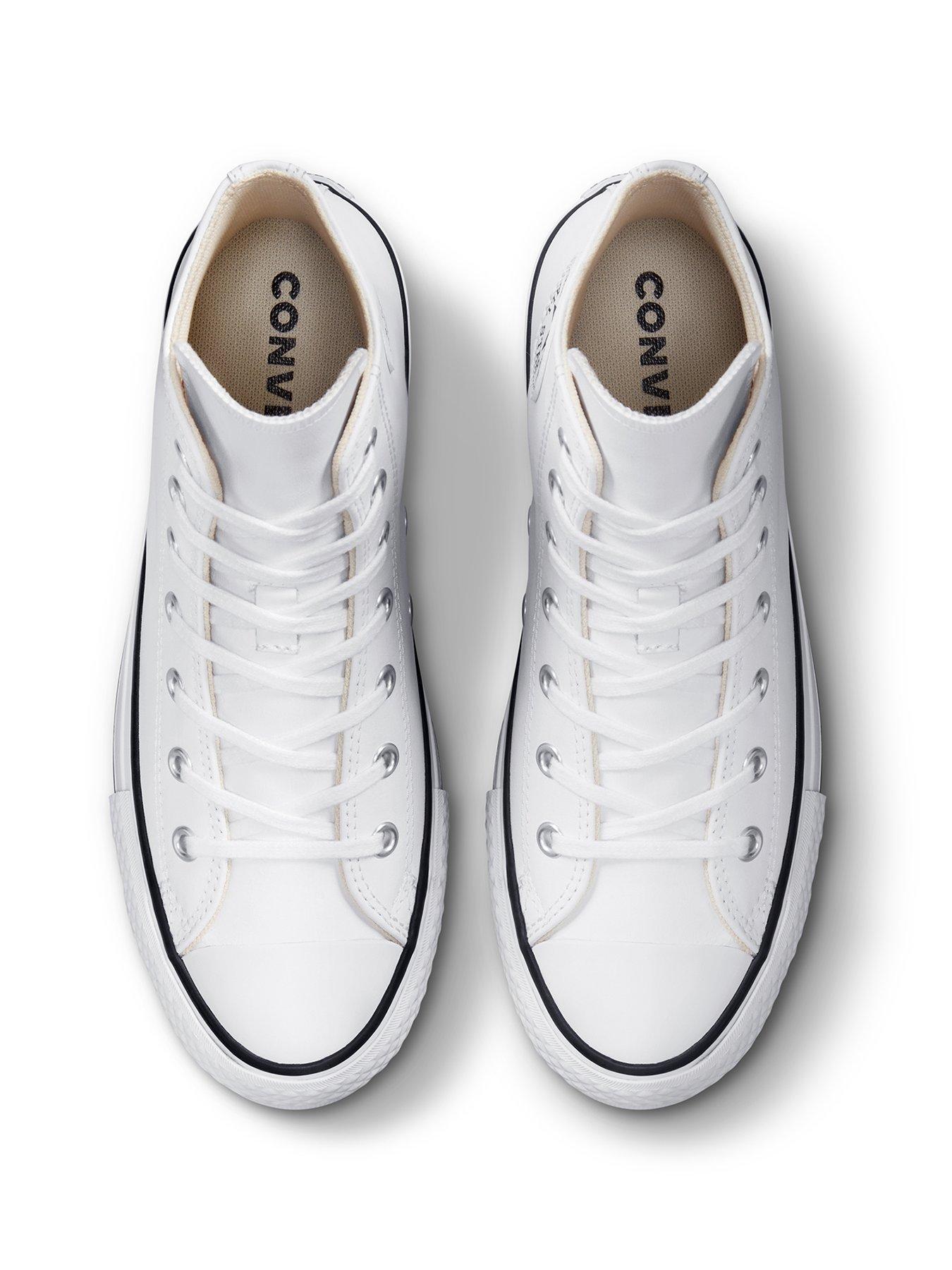 Image 4 of 7 of Converse Junior Girls Leather EVA Lift Hi Top Trainers - White