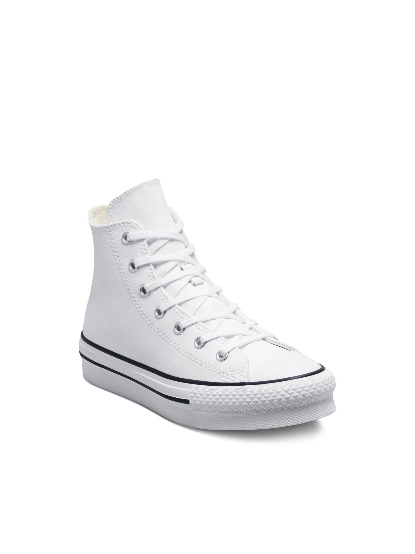 Image 6 of 7 of Converse Junior Girls Leather EVA Lift Hi Top Trainers - White
